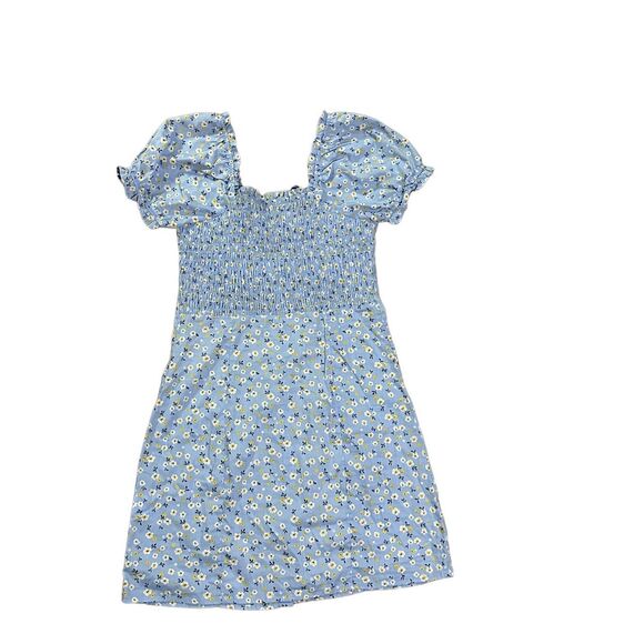 Hesperus Womens Cottagecore Dainty Floral Blue Smocked Mini Dress Sz M - Picture 2 of 15